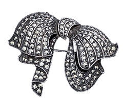VINTAGE STERLING SILVER MARCASITE BROOCH | 11 GRAMS