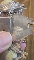 vintage 1940s Mexico Sterling Silver 58.9g Flame Pod Panel Bracelet w/Opaque…