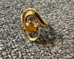 Vintage Uncas KaratClad Ladies Ring 18k Gold HGE Tigers Eye Size 7 NOS/NWT