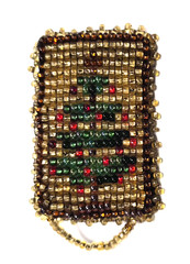 Vintage Handmade Glass Seed Bead Christmas Tree Holiday Pin / Brooch