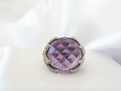 Vintage Sterling Silver 925 Natural Amethyst Claw Unique Ring Size 7.5