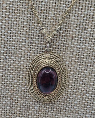 Gold Tone Amethyst Pendent an Necklace Stamped 1928