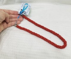 Vintage Santa Fe Navajo Handcrafted Acrylic Red Coral Woven Rope Choker Necklace