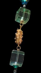 Vintage Vendome Mod Lucite Cube Swarovski Crystal Necklace Blue Green 1960s Coro