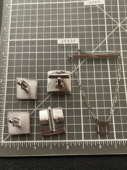 Vintage SWANK Signed 2 Pair Of Silver Tone Cuff Links & Tie Bar Clip Abalone