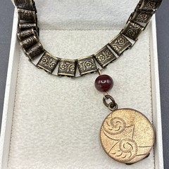 Vintage Rose Gold Locket, New Adjustable Book Chain Necklace of Antiqued Finish