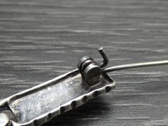 Vintage Sterling Silver Unique Oval Purple Stone Marcasite Bar Brooch Pin