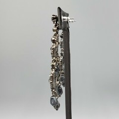 Monet Gun Metal Black Grey Faux Hematite Crystal Chandelier Post Earrings