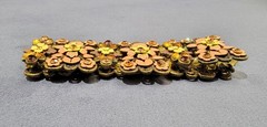 Vintage Enamel Floral Panel stretch brass tone bracelet