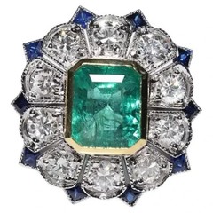 Art Deco Vintage Lab Created Diamond Woman’s Engagement Wedding Ring 925 Silver