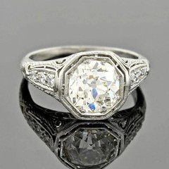 1.28 Ct White Round Cut Simulated Diamond Art Deco Retro Wedding 925 Silver Ring