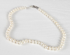 Vintage White Faux Pearl Glass Beaded Necklace 16 In Sterling Pin Clasp 6.2mm