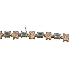 925 Sterling Silver Blue Topaz Opalite CZ Floral Tennis Bracelet Vintage 7.5”