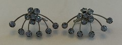 Vintage Rhinestone Brooch Earring Set Snowflake Starburst Light Blue Screw Back