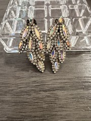 VINTAGE AB RHINESTONE DANGLE DROP EARRINGS BIG BOLD RUNWAY DESIGN