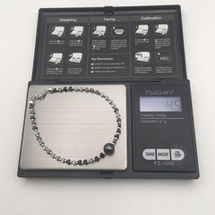 Sterling Silver & Hematite Heart Bracelet 7.75” Marked 925 4.5g #39