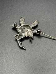 Vintage 925 Sterling Silver Nude Fairy Brooch Pin Art Nouveau Revival 1980s