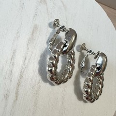 Napier Vintage Twisted Door Knocker Style Screw back Clip Earrings Silver Tone