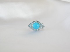 Vintage Sterling Silver 925 Sleeping Beauty Blue Topaz Ring Size 7