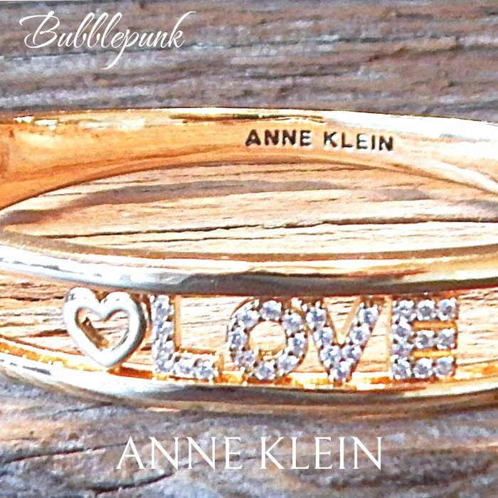 Retro Vintage ANNE KLEIN Pave Crystals Slide LOVE Cuff Bracelet NWOT S11