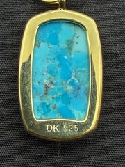 JTV Gold Tone Long Turquoise Pendant Necklace Silver 925