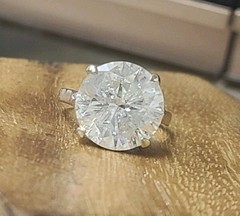14k White Gold Vintage Filigree Engagement Ring 9.75CT.Natural Round Diamond Cut