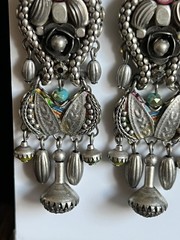 Vtg Ayala Bar Silver Tone Post Chandelier Drop Earrings 3″ Boho Artisan Israeli