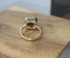 14k Yellow Gold Engagement Ring 4.46ct.Natural Asscher Cut Champagne Diamond