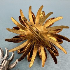 Vintage to Modern Brooch Pin Lot Flower Leaf Round Rhinestone Enamel 2 Signed