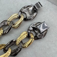 YSL Vintage Chunky Chain Necklace Yves Saint Laurent Gold 70cm Statement Rare