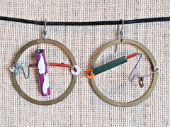 Eve Kaplin Vintage Post-Modern Abstract Memphis Style Kinetic Earrings!