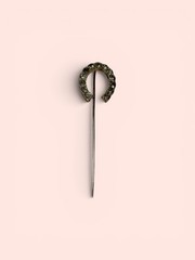 Antique Victorian Rhinestone Horseshoe Stick Pin Lucky Equestrian Lapel Hat Pin
