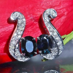 18k white gold 2.69ct natural, treated sapphire natural diamond earrings 5.78gr