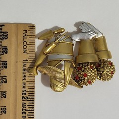 Vtg Danecraft Brooch Pin Gardening Tools Gardner Flower Pots Watering Can Estate
