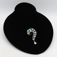 Lisner Rhinestone Brooch Pin Pastel Blue Pink Green Silver Tone