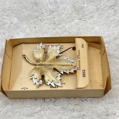 Vintage Sarah Coventry Brooch Natures Choice Maple Leaf Original Box