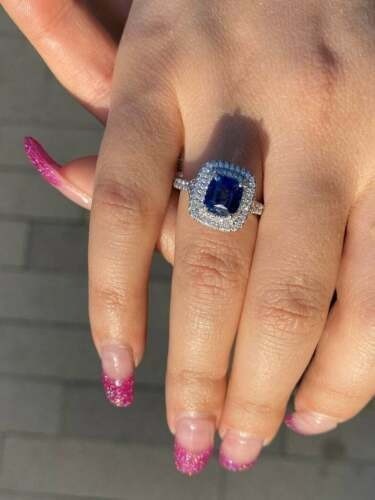 3.70 Ct Natural Sapphire Art Deco Vintage Engagement Ring 925 Sterling Silver