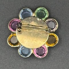 Vintage “Tutti Fruitti” Rhinestone Flower Brooch – 1.21″ Diameter