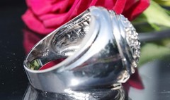 14k white gold ring 1.00ct natural diamond sz 10.5 vintage handmade 17.75g Gab5
