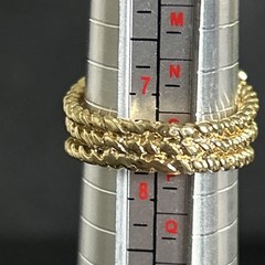 Vintage Gold Tone Rope Cocktail Statement, Ring Clear Glass Stones Size 7.5