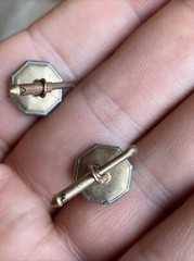 Rolled Gold Plated MOP Mother of Pearl Octagonal Antique Edwardian Vest Buttons
