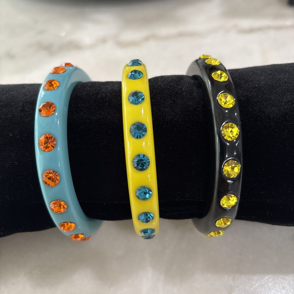 Vintage Juicy Couture Resin Bangle Bracelets With Rhinestones Lot Of 3