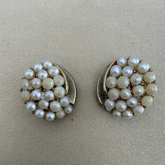 Trifari Vintage Faux Pearl Cluster Clip-on Earrings