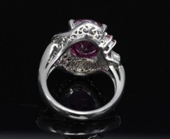 Rare 7.69ct GIA Pink Sapphire 1.02ct Diamond & Ruby Platinum Ring Size 7