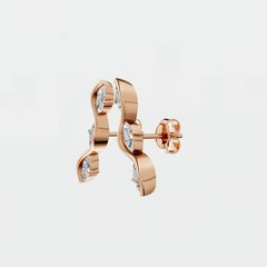 Ear Crawler Climber Stud Earrings Marquise Lab Grown Diamond Prong Setting