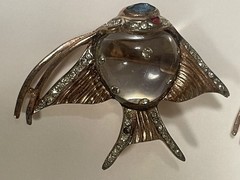 Coro Duette 1940s Vermeil Sterling Jelly Belly Angel Fish Brooch