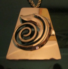 Vintage Modernist MidCentury Modern Signed Rame Copper Pendant Necklace Earrings