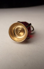 VTG 1960’S SILVER PLATE RED CUT CRYSTAL RAILROAD LATTERN BRACELET CHARM