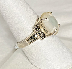 Vintage Sterling Silver White Stone Marcasite Ring JC Signed Size 9.5 NOS 5g