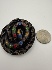 Art Deco Knotted Black Resin Or Early Plastic Colorful Rhinestones ***Read***